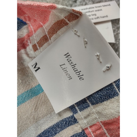 Dash Linen Blend Pants Womens Medium Stripe Drawstring Boho Cozycore Beach - Picture 3 of 11